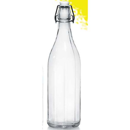 בקבוק מים שקוף מזכוכית 1 ליטר