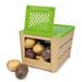 קופסה לאחסון ושמירת טריות תפוחי אדמה, גזר ובצל עם מכסה פתוח